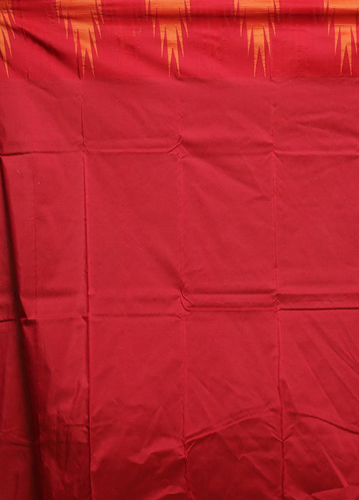 Maroon Handloom Kanjivaram Pure Silk Saree With Blouse Piece