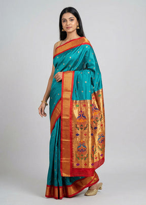 Green Handloom Kanchipuram Pure Silk Saree With Blouse Piece