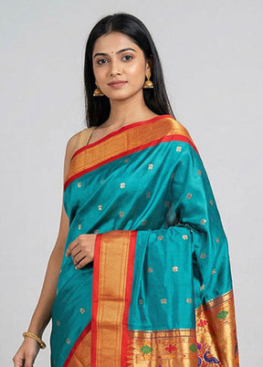Green Handloom Kanchipuram Pure Silk Saree With Blouse Piece