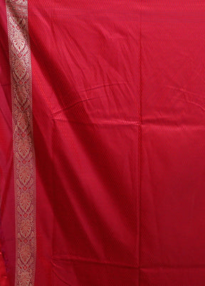 Maroon Jamewar Silk Saree With Blouse Piece