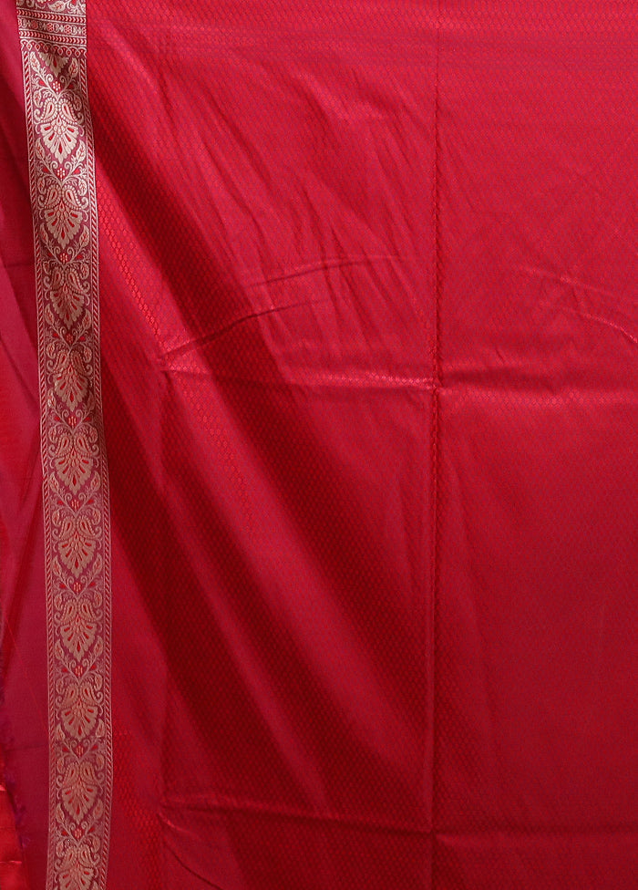 Maroon Jamewar Silk Saree With Blouse Piece