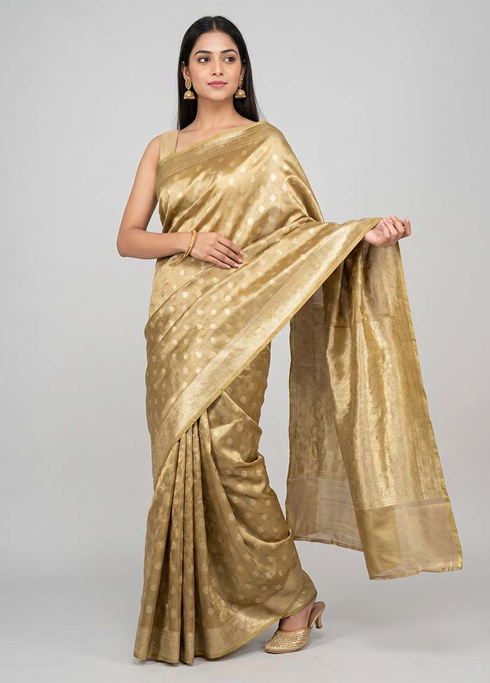 Cream Tissue Silk Saree With Blouse Piece
