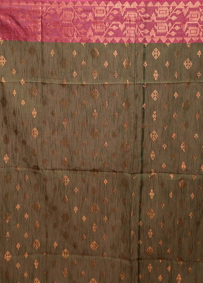Green Cotton Saree With Blouse Piece