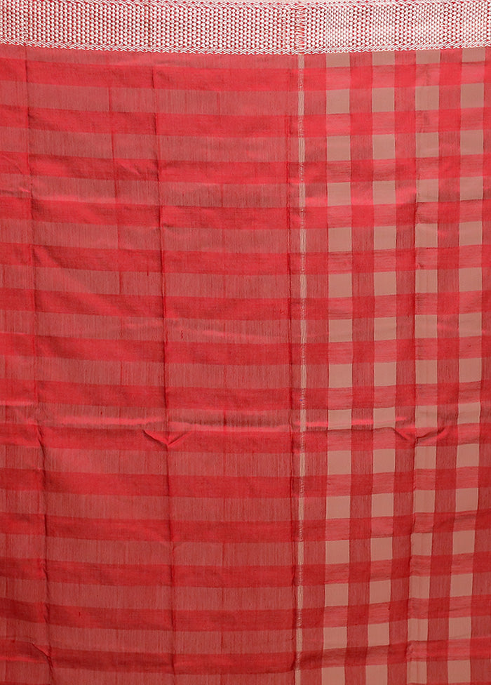 Red Cotton Saree With Blouse Piece