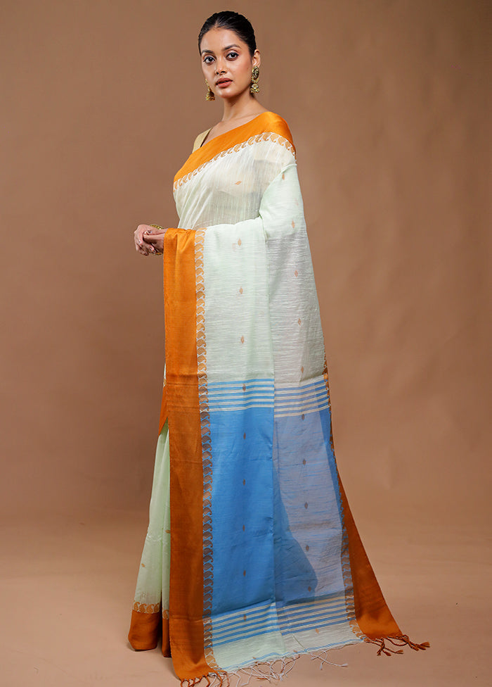 Cream Cotton Saree With Blouse Piece