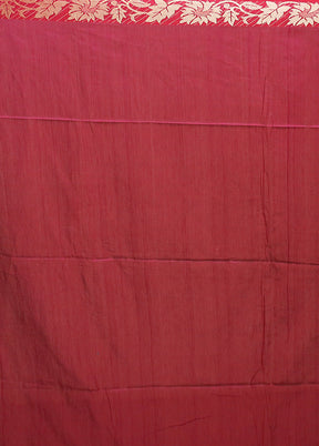Pink Cotton Saree With Blouse Piece