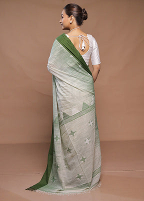 Cream Cotton Saree With Blouse Piece