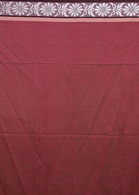 Purple Cotton Saree With Blouse Piece