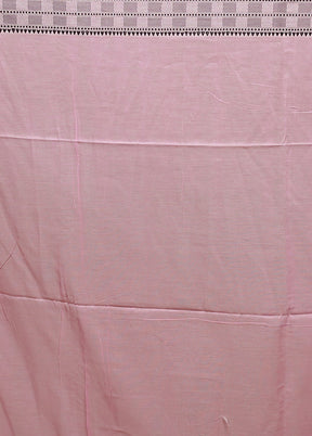 Pink Cotton Saree With Blouse Piece