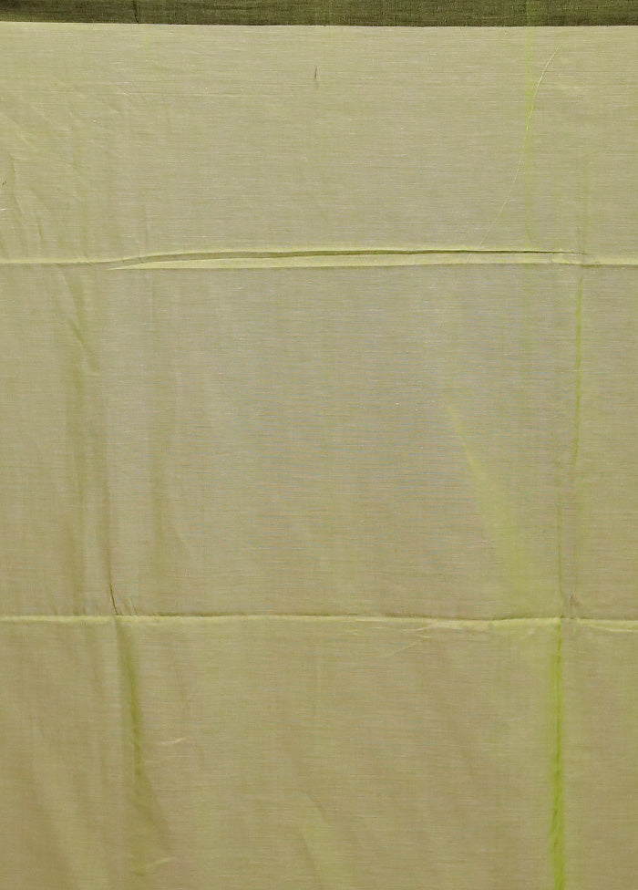 Green Cotton Saree With Blouse Piece