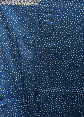 Blue Handloom Chiffon Pure Silk Saree With Blouse Piece