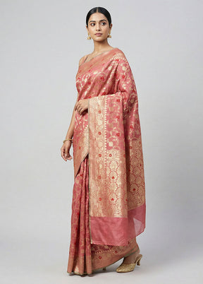 Pink Organza Saree With Blouse Piece