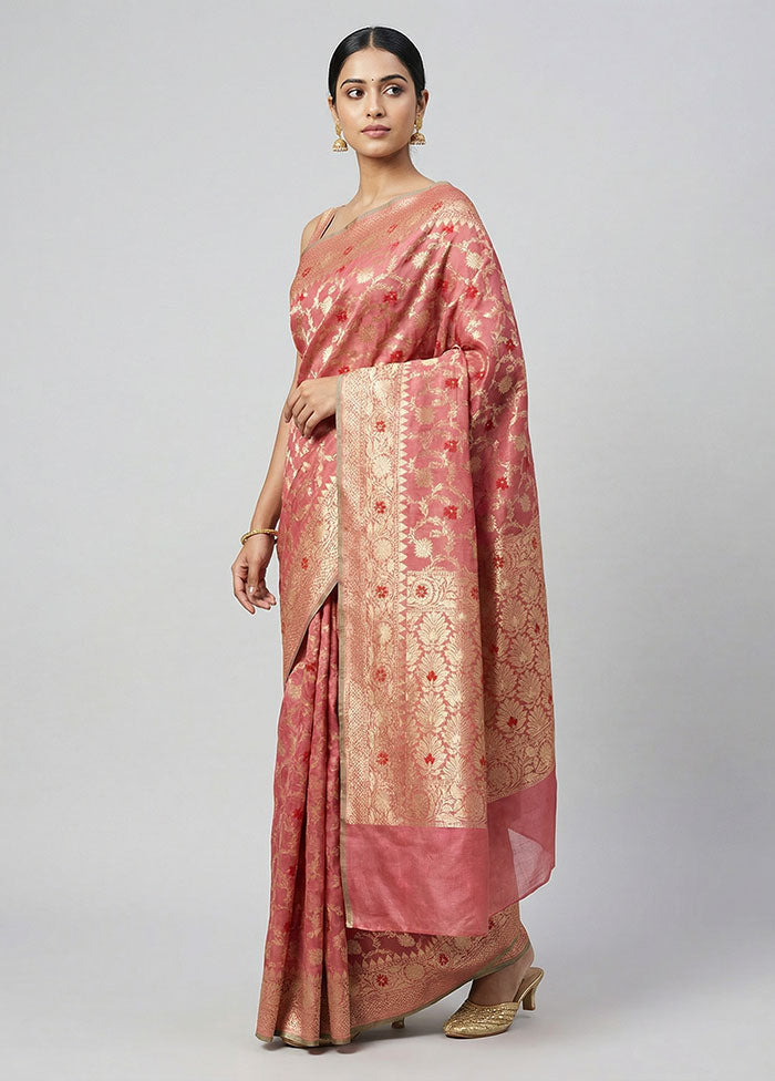 Pink Organza Saree With Blouse Piece