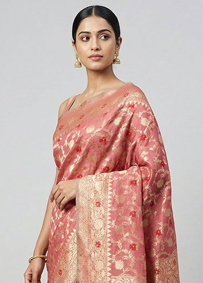 Pink Organza Saree With Blouse Piece
