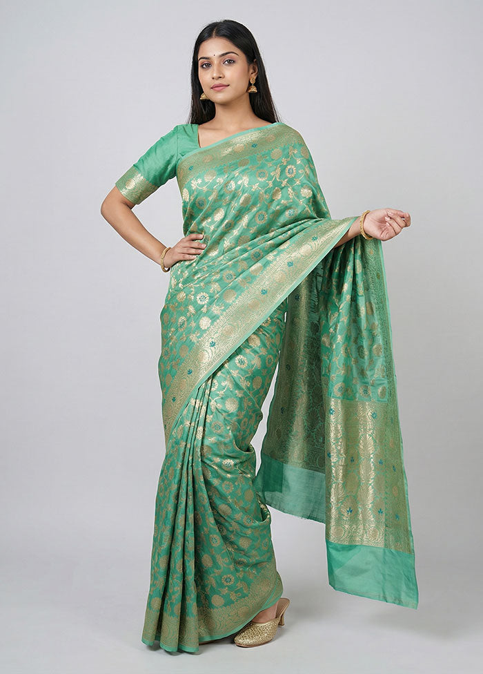 Green Organza Saree With Blouse Piece