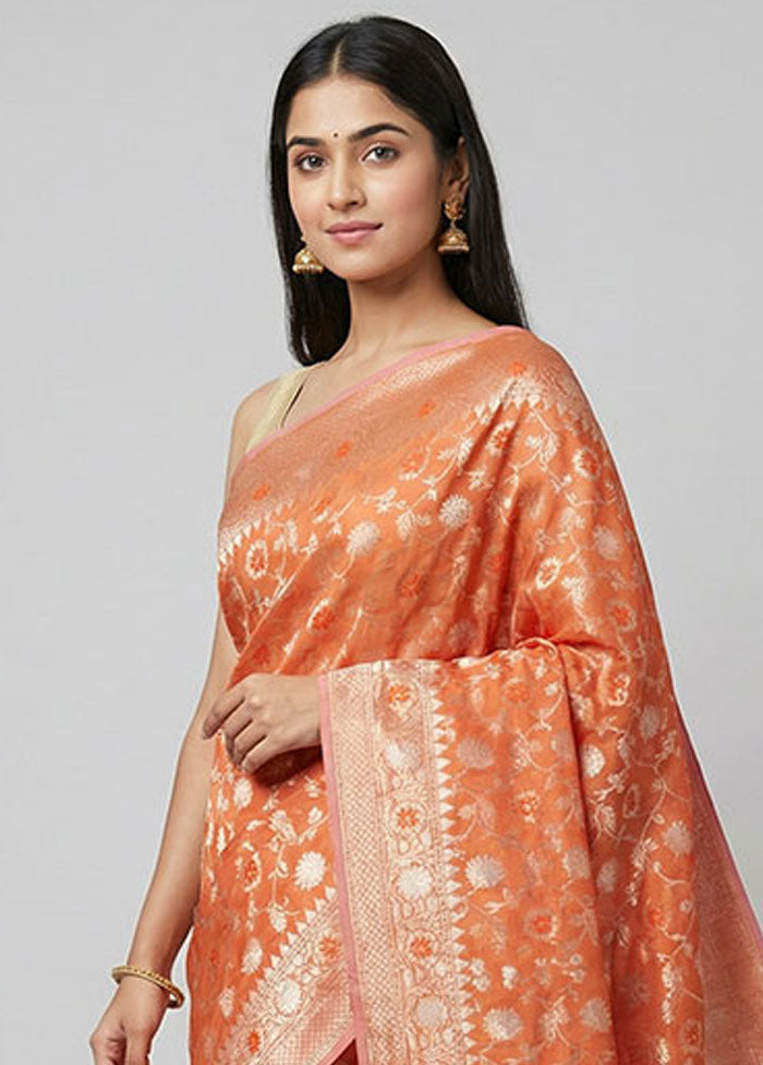Pink Organza Saree With Blouse Piece