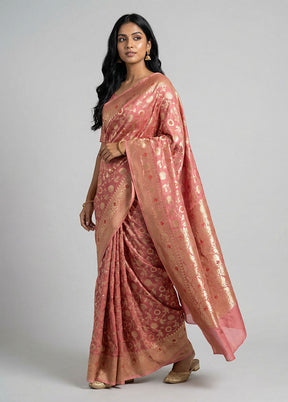 Pink Organza Saree With Blouse Piece