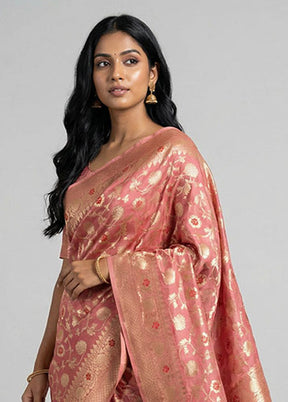 Pink Organza Saree With Blouse Piece