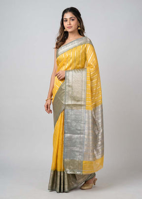 Yellow Organza Saree With Blouse Piece
