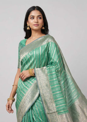 Green Organza Saree With Blouse Piece