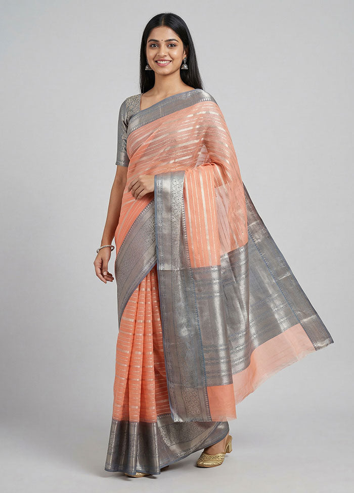 Pink Organza Saree With Blouse Piece