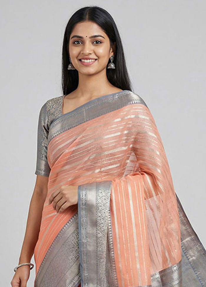 Pink Organza Saree With Blouse Piece