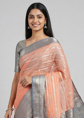 Pink Organza Saree With Blouse Piece