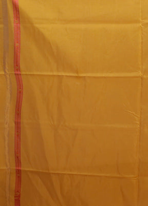 Yellow Kora Silk Saree With Blouse Piece