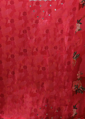 Pink Printed Pure Silk Saree Without Blouse Piece