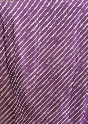 Purple Printed Pure Silk Saree Without Blouse Piece