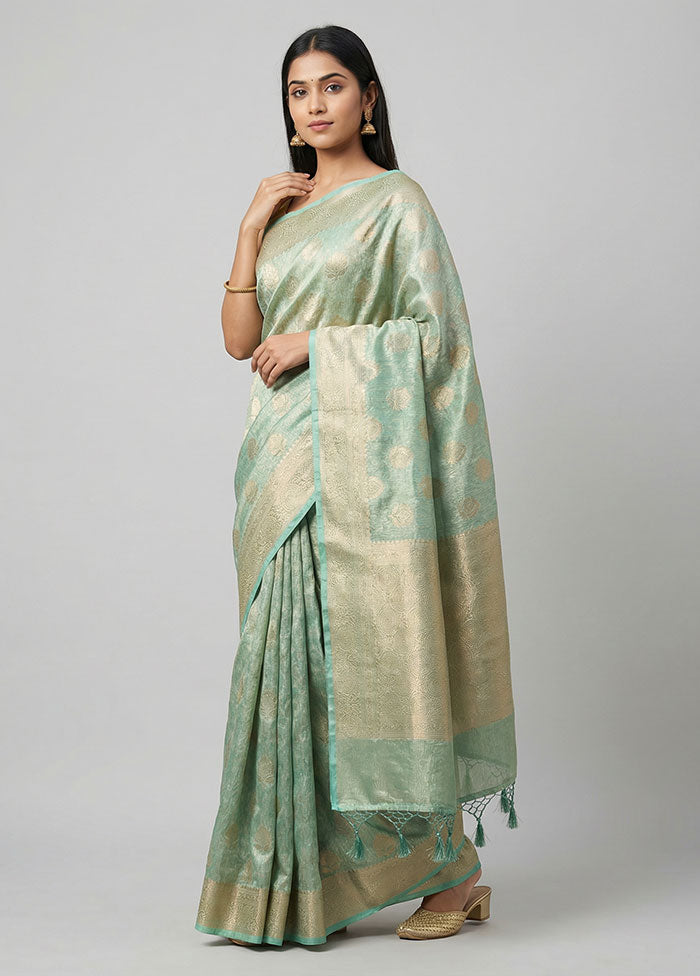 Green Tissue Silk Saree With Blouse Piece