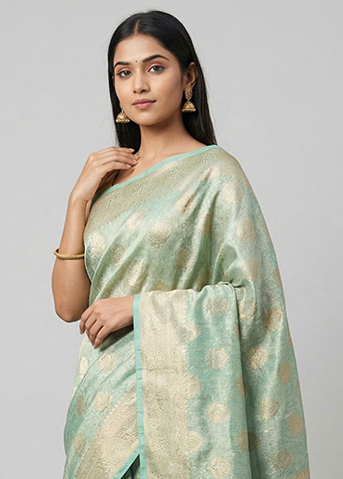 Green Tissue Silk Saree With Blouse Piece