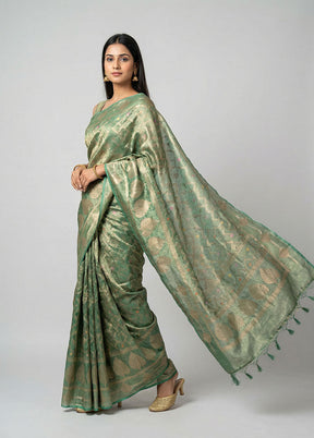 Green Tissue Silk Saree With Blouse Piece