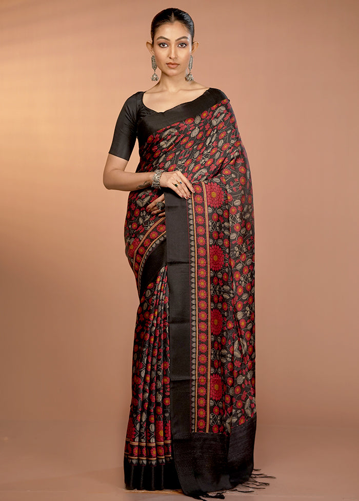 Cream Handloom Tussar Pure Silk Saree With Blouse Piece