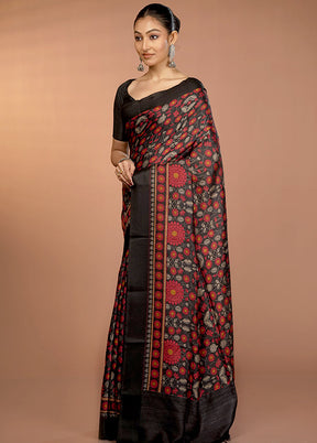 Cream Handloom Tussar Pure Silk Saree With Blouse Piece