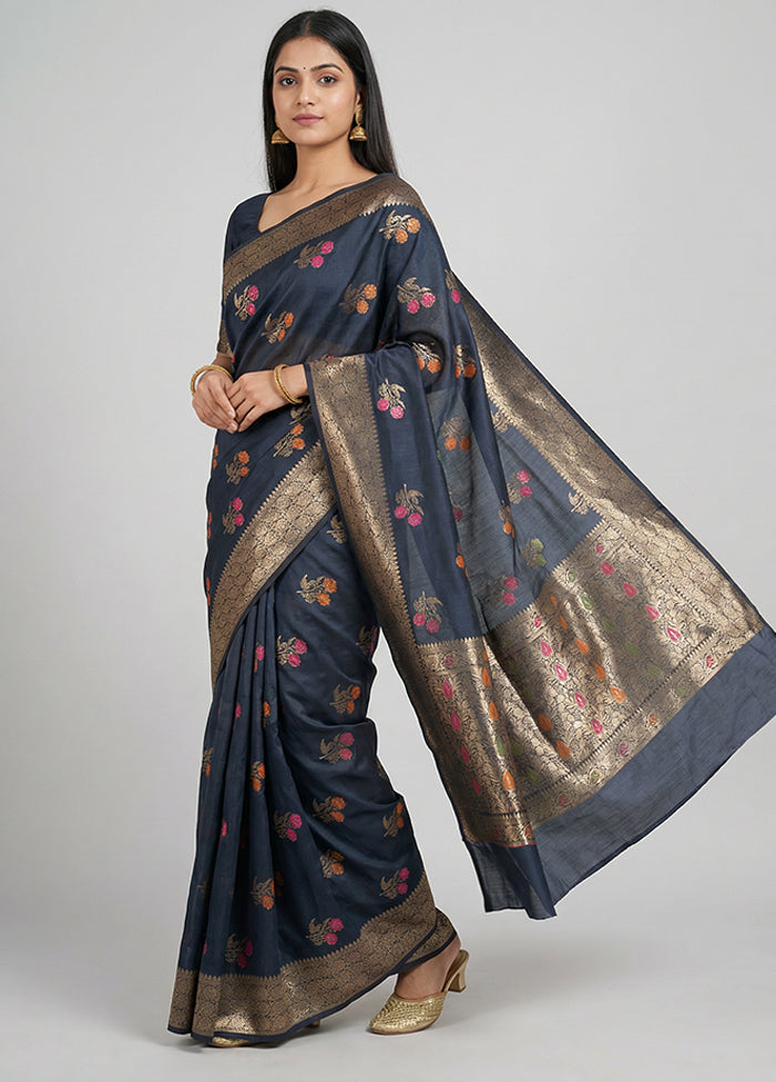 Black Katan Silk Saree With Blouse Piece