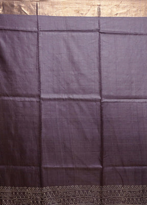 Purple Tussar Silk Saree With Blouse Piece