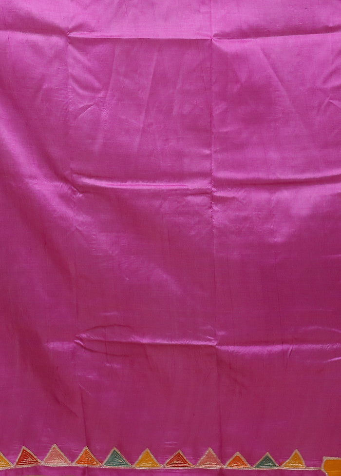 Pink Printed Pure Silk Saree Without Blouse Piece