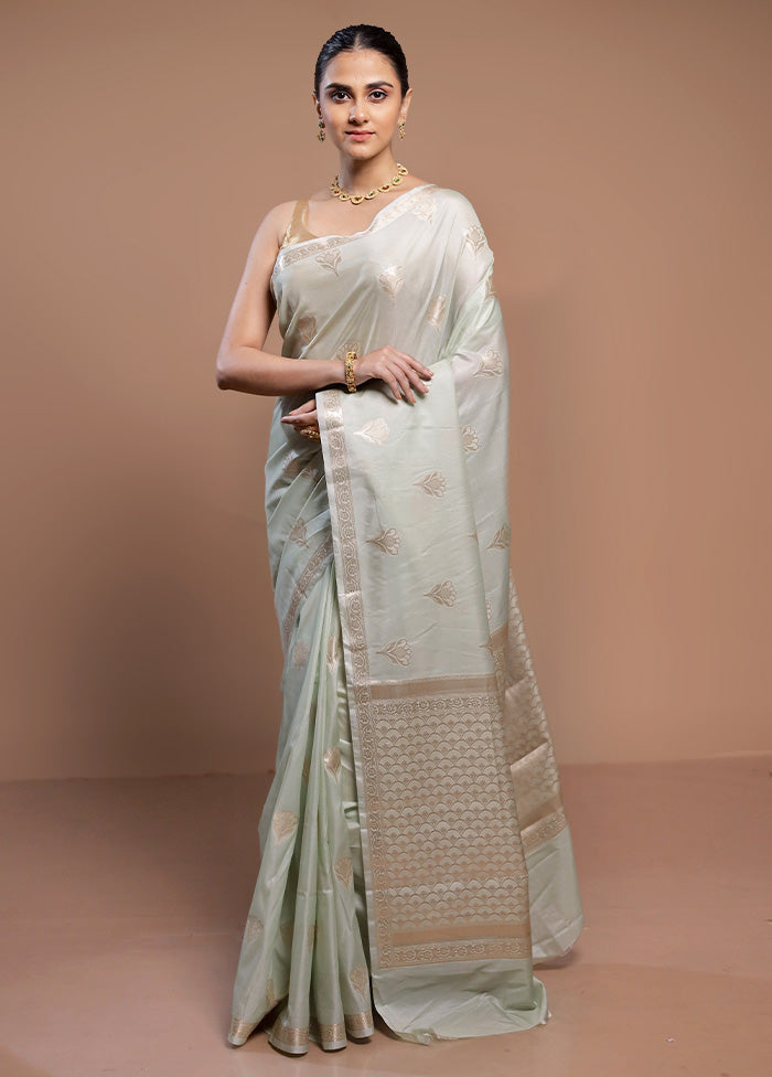 White Dupion Silk Saree With Blouse Piece