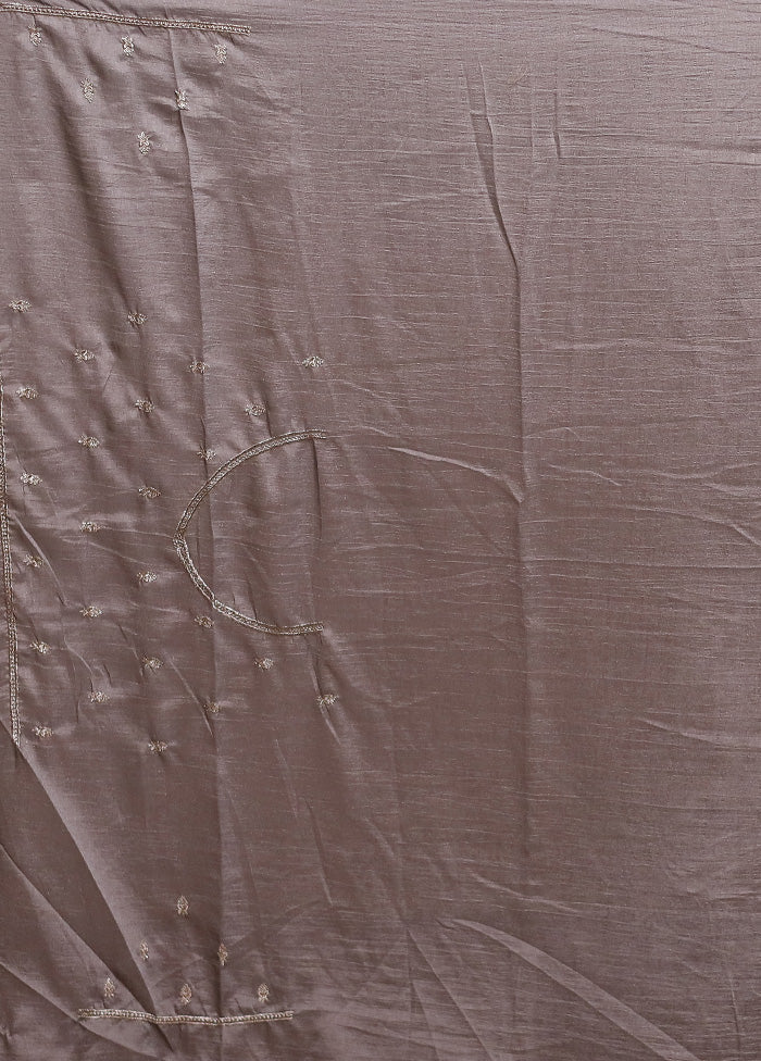 Grey Tussar Silk Saree With Blouse Piece