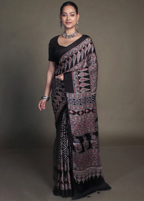 Blue Pure Modal Silk Saree Without Blouse Piece
