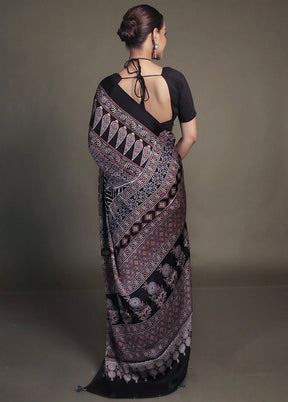 Blue Pure Modal Silk Saree Without Blouse Piece