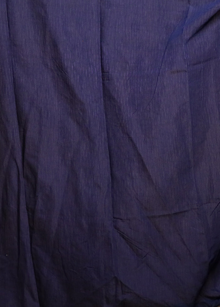 Blue Chanderi Cotton Saree With Blouse Piece