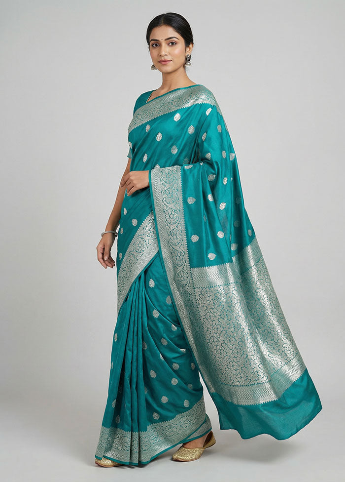 Green Katan Silk Saree With Blouse Piece