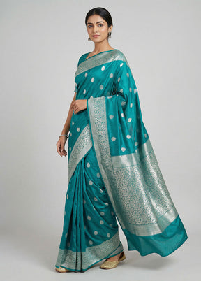 Green Katan Silk Saree With Blouse Piece