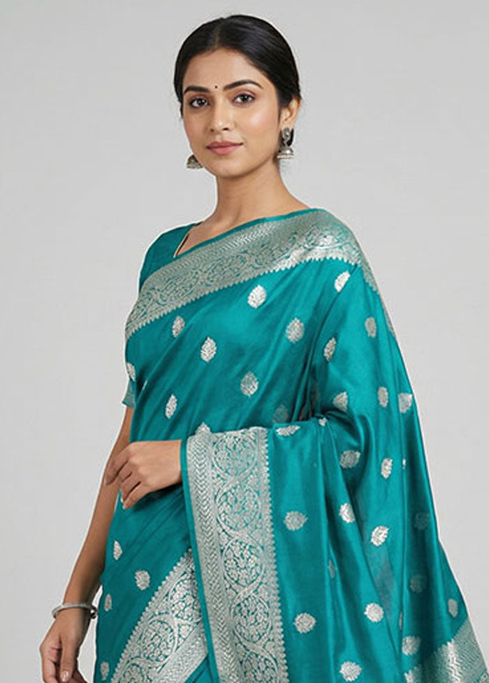 Green Katan Silk Saree With Blouse Piece
