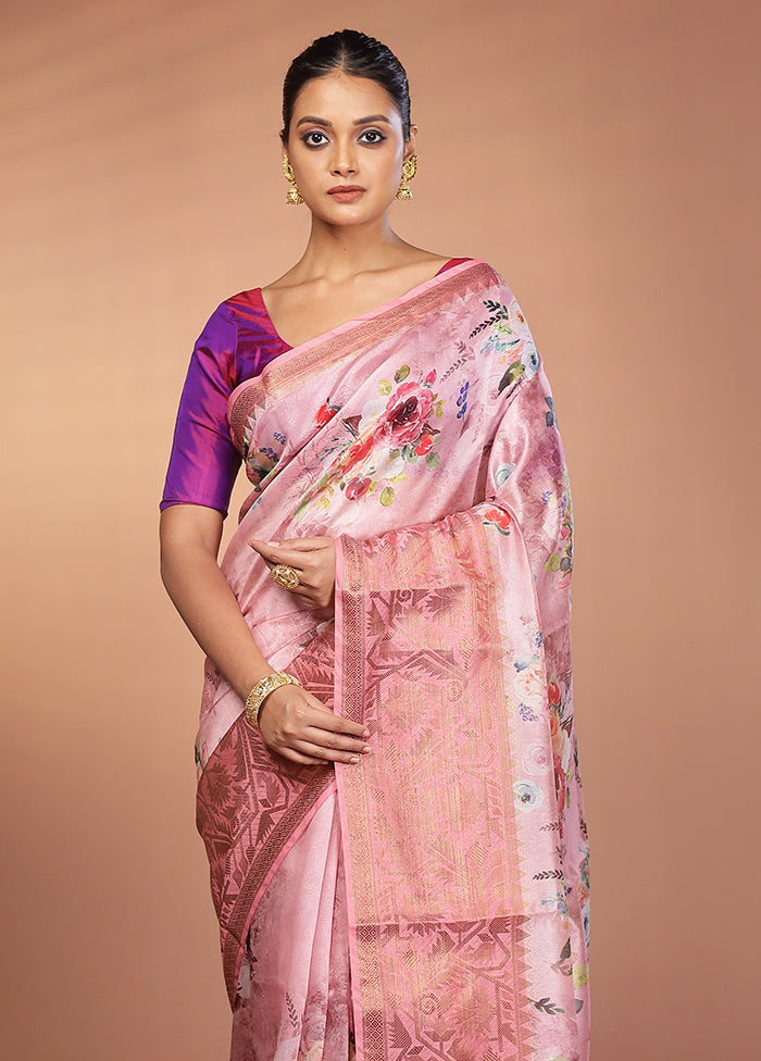 Pink Organza Saree With Blouse Piece