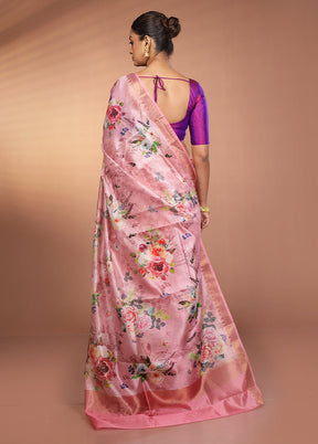 Pink Organza Saree With Blouse Piece