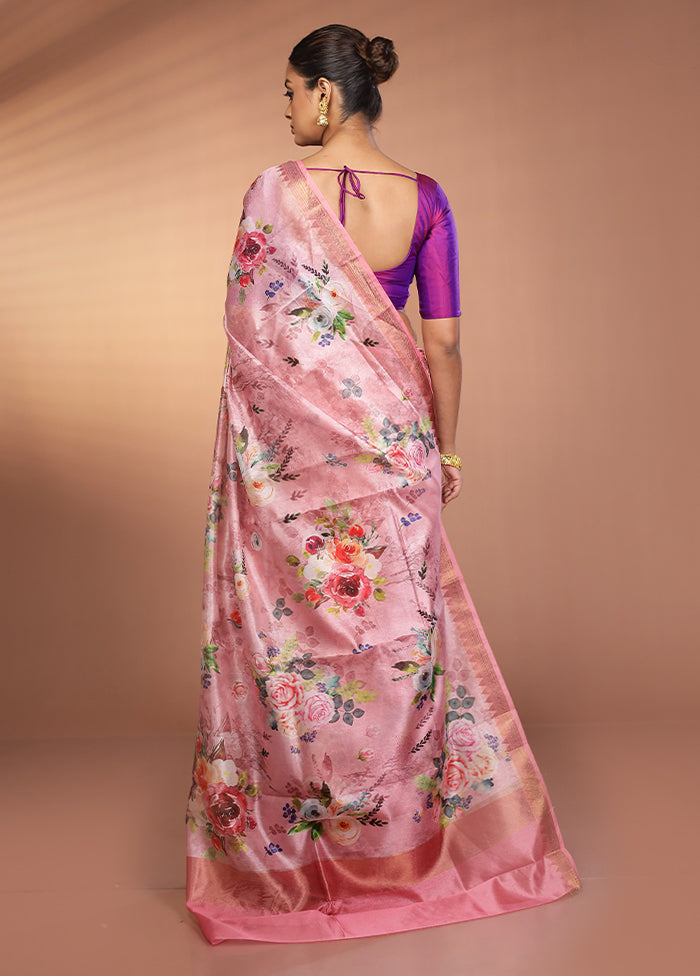 Pink Organza Saree With Blouse Piece