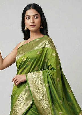 Green Katan Silk Saree With Blouse Piece